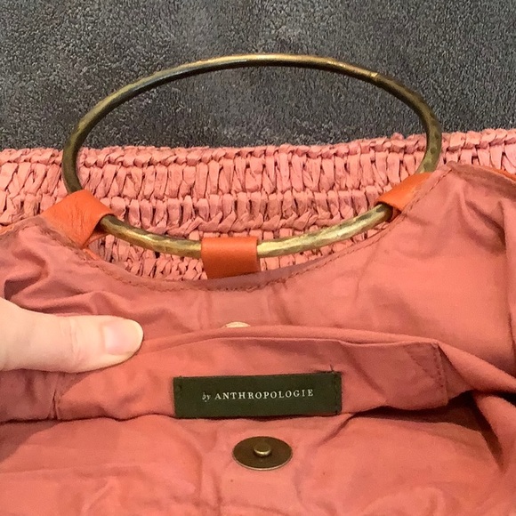 Anthropologie Rosalita woven raffia fringe mini tote bag in terracotta - Picture 10 of 12